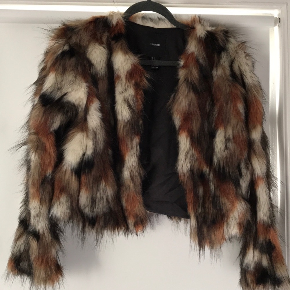 Forever 21 multi colored faux fur jacket
